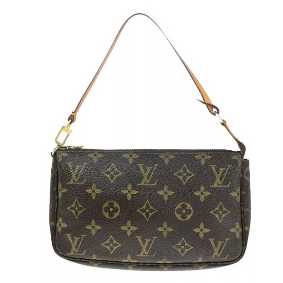 LOUIS VUITTON Pochette Accessoires Hand Bag Monogram Leather